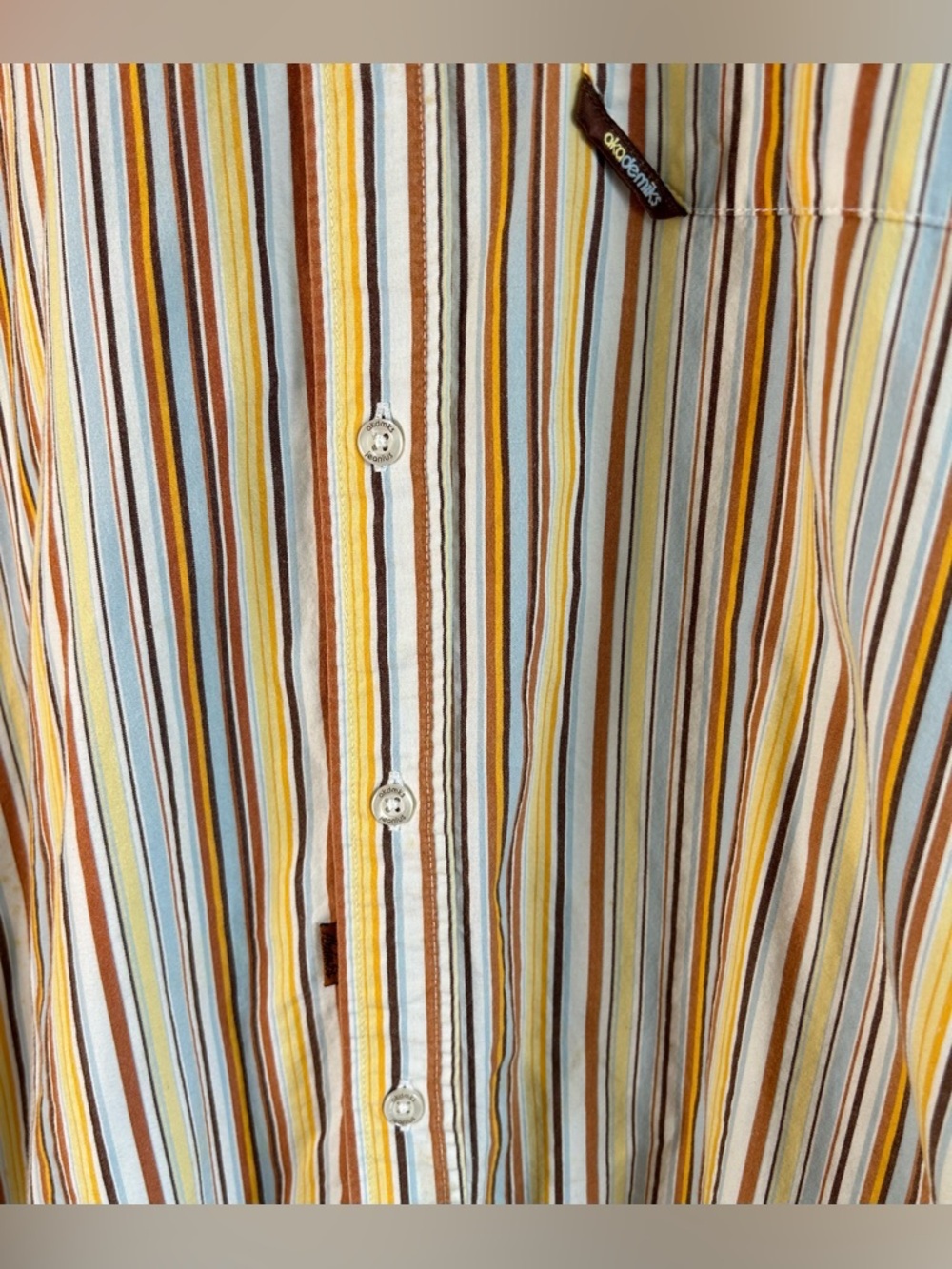 Vintage Akademiks Mens Button Down Shirt Sz M Multicolor Vertical Stripes Cotton - Picture 6 of 10
